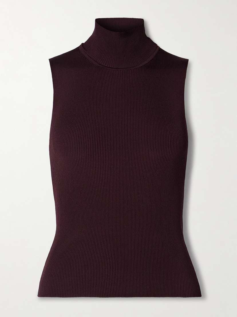 Khaite Benita Ribbed-knit Turtleneck Top