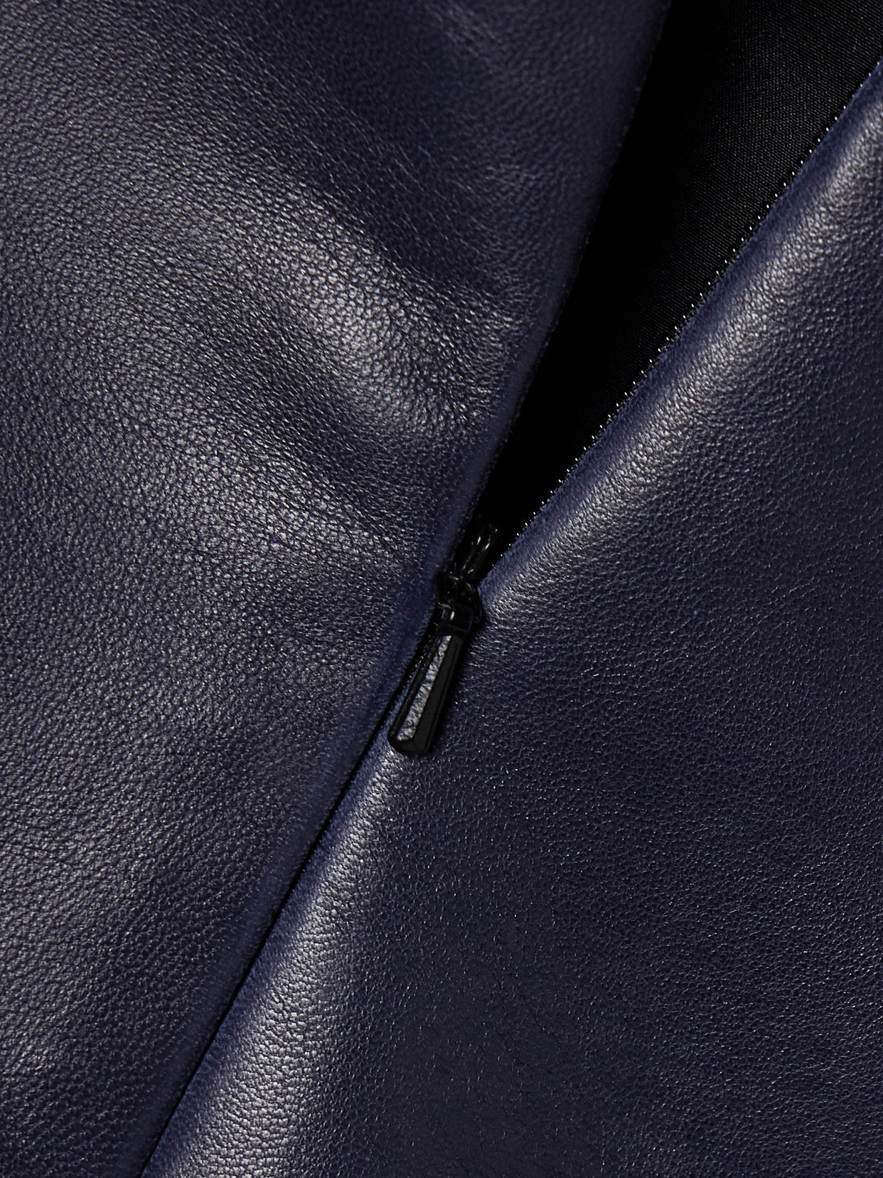 Khaite Jett Leather Mini Skirt In Blue