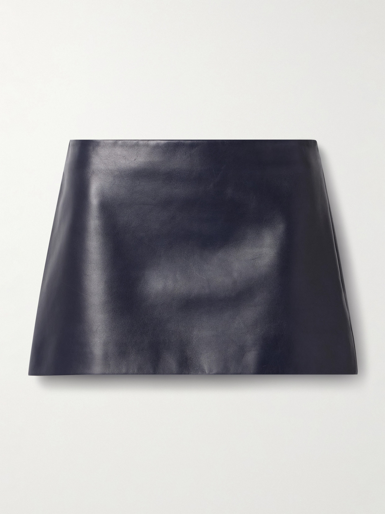 Khaite Jett Leather Mini Skirt In Blue