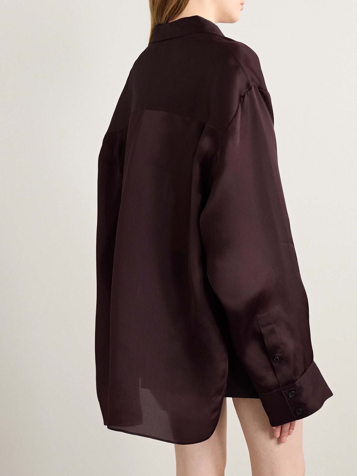 Khaite Womens Almandine Matteo Relaxed-fit Silk Shirt In Burgundy