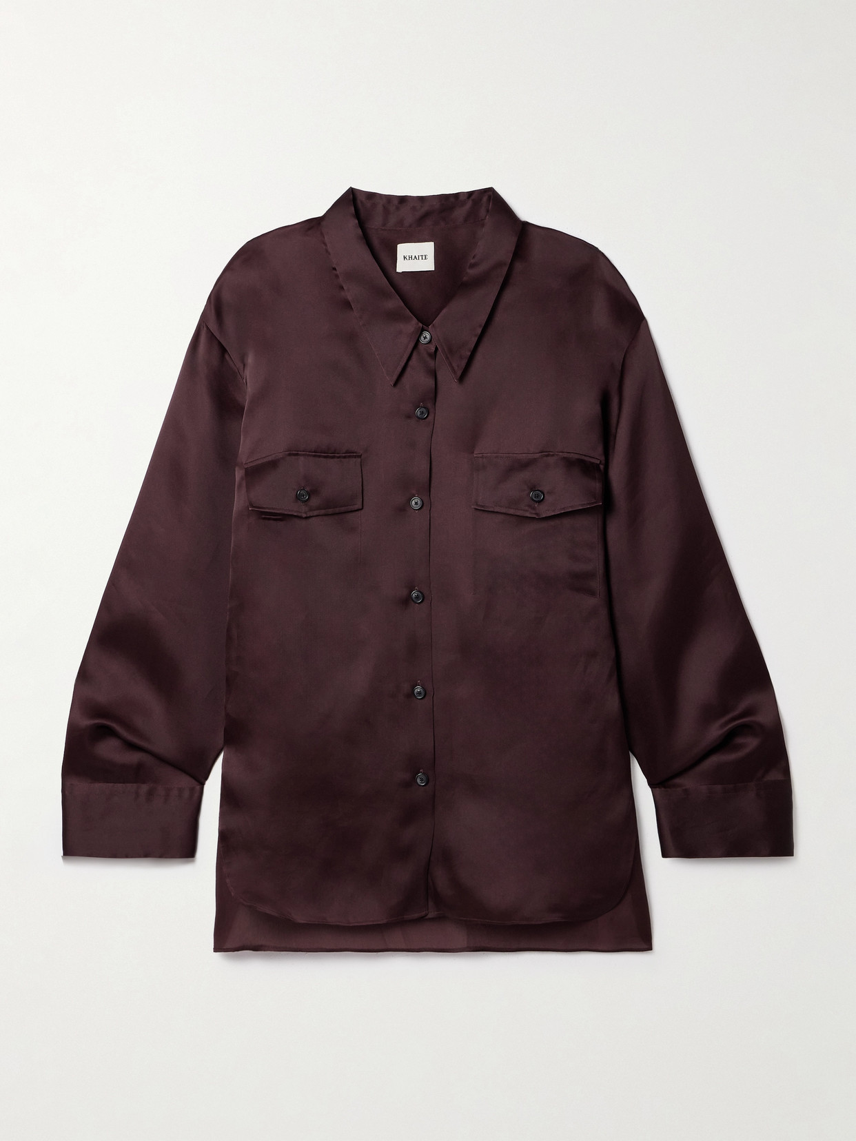 Khaite Womens Almandine Matteo Relaxed-fit Silk Shirt In Burgundy