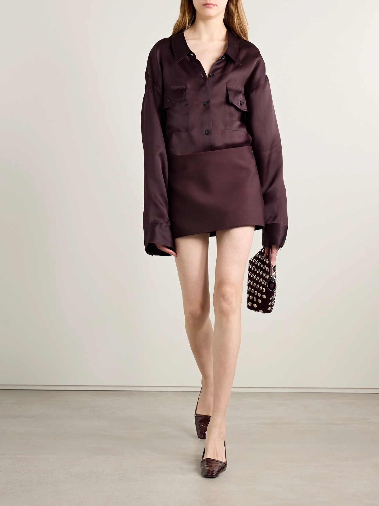 Khaite Womens Almandine Matteo Relaxed-fit Silk Shirt In Burgundy