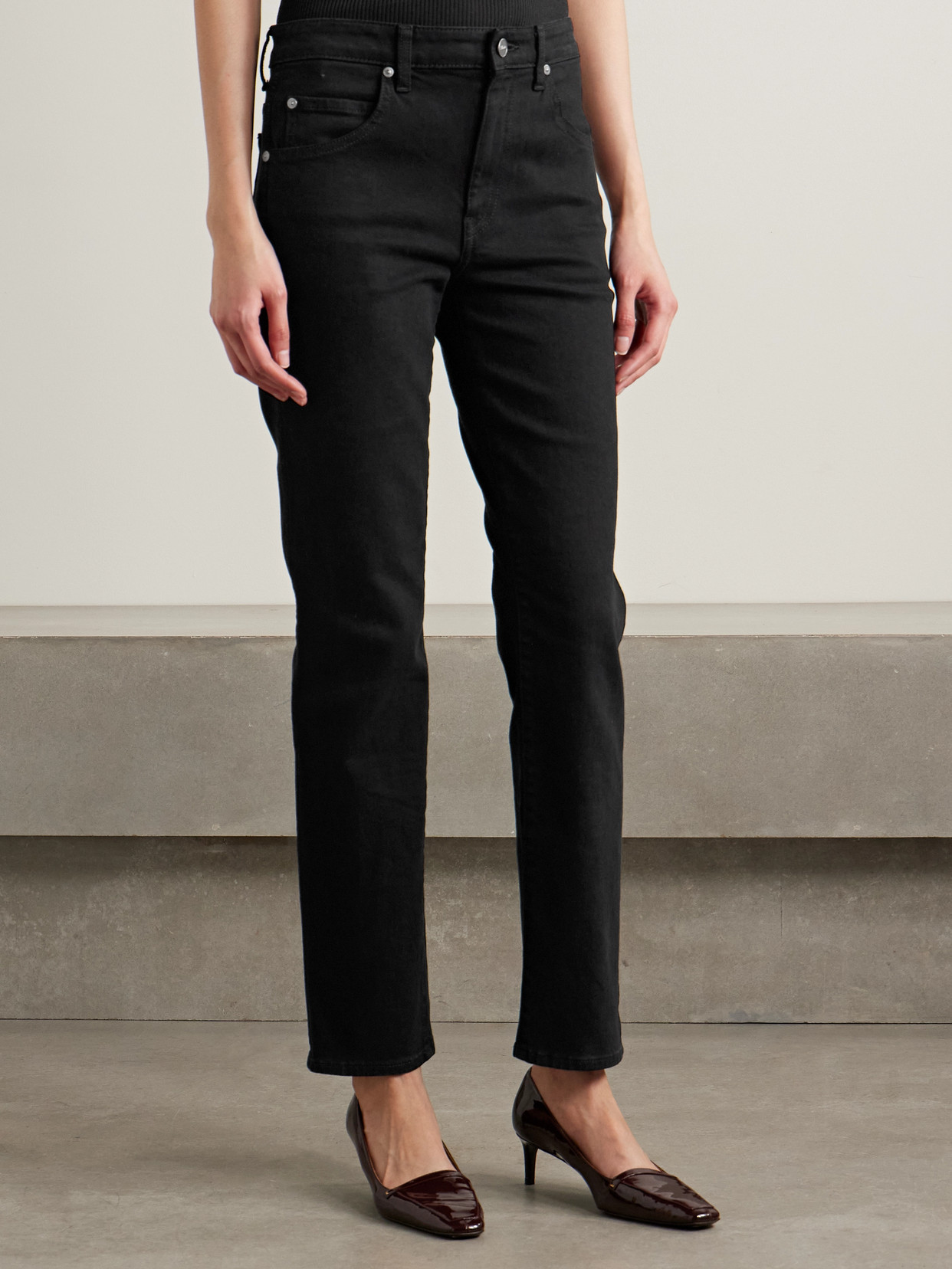 Khaite Vivian New Bootcut Flare Jeans Stoned Black In Black