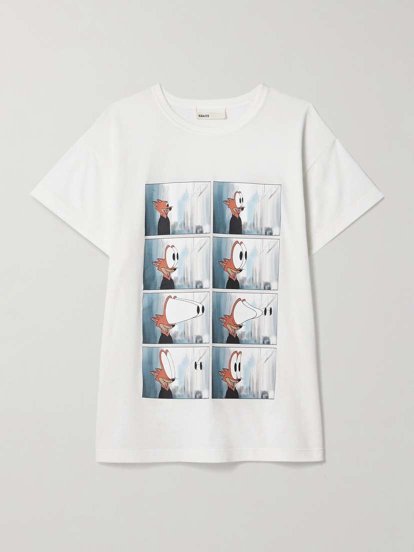 Khaite Maeve Printed Cotton-blend Jersey T-shirt