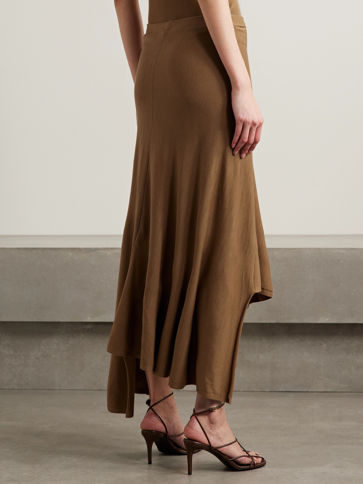 Khaite Asymmetric Wool-blend Midi Skirt