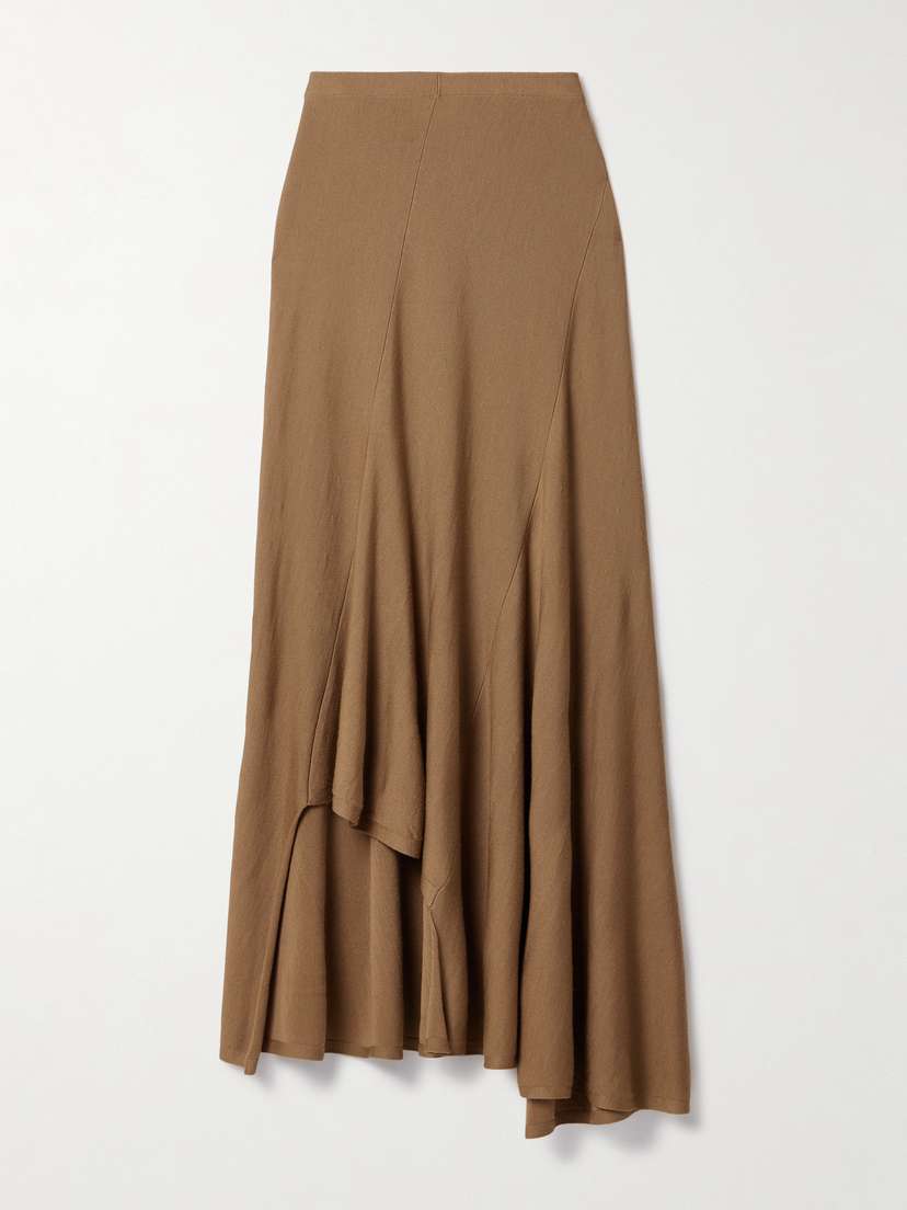Khaite — Asymmetric wool-blend midi skirt