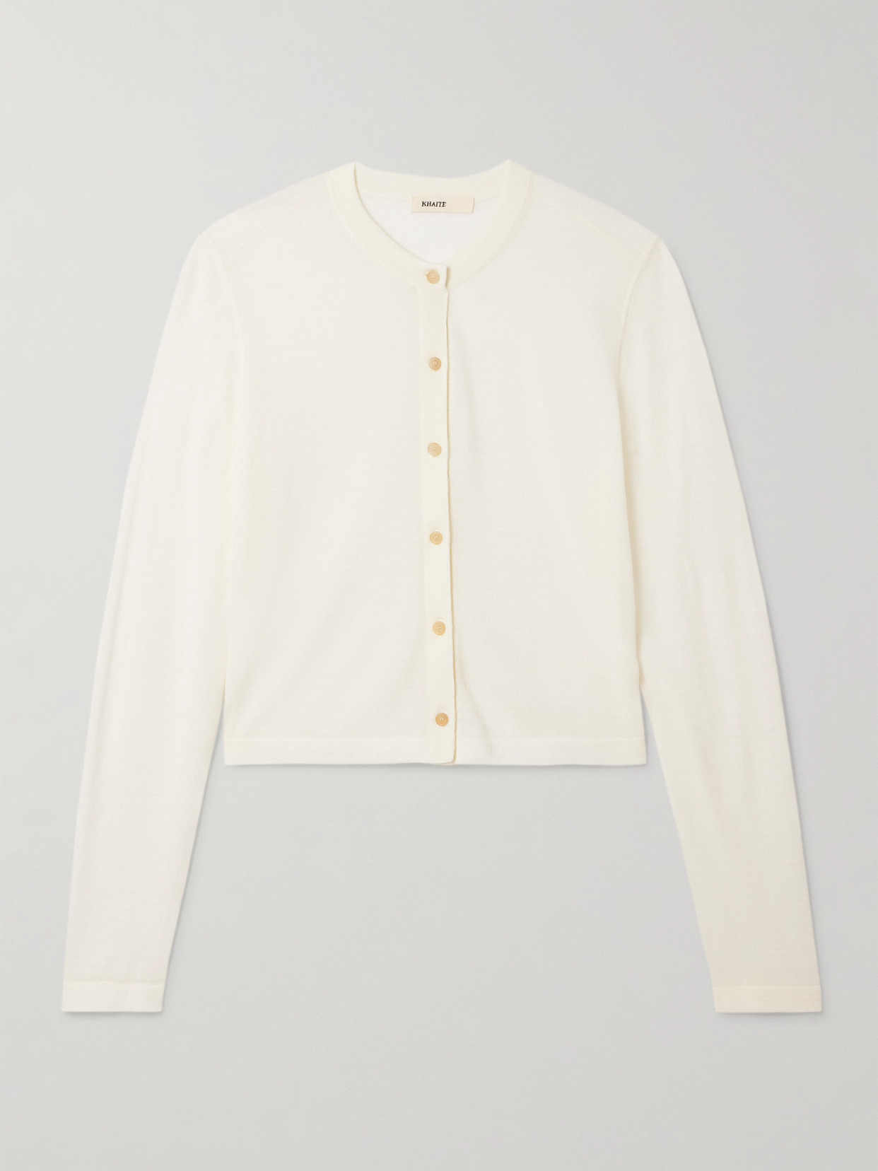 Khaite Brieta Merino Wool Cardigan In White