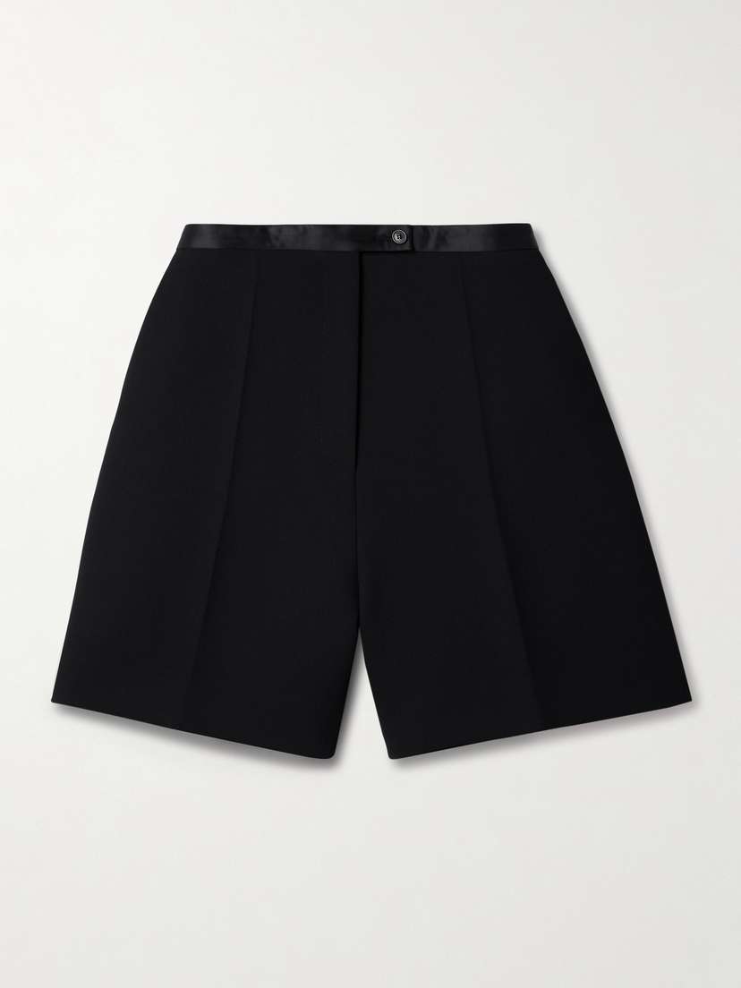 Khaite — Micha satin-trimmed crepe shorts