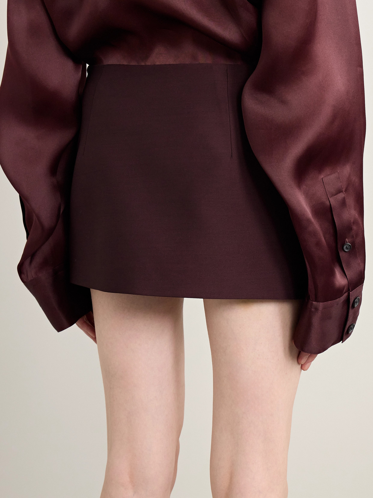 Khaite Jett Wool Blend Mini Skirt In Brown