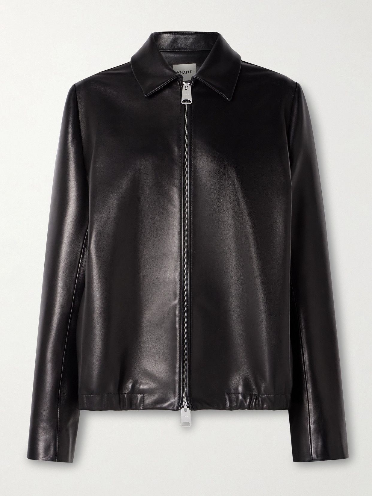 Khaite Jackson Oversized Leather Bomber Jacket In Black