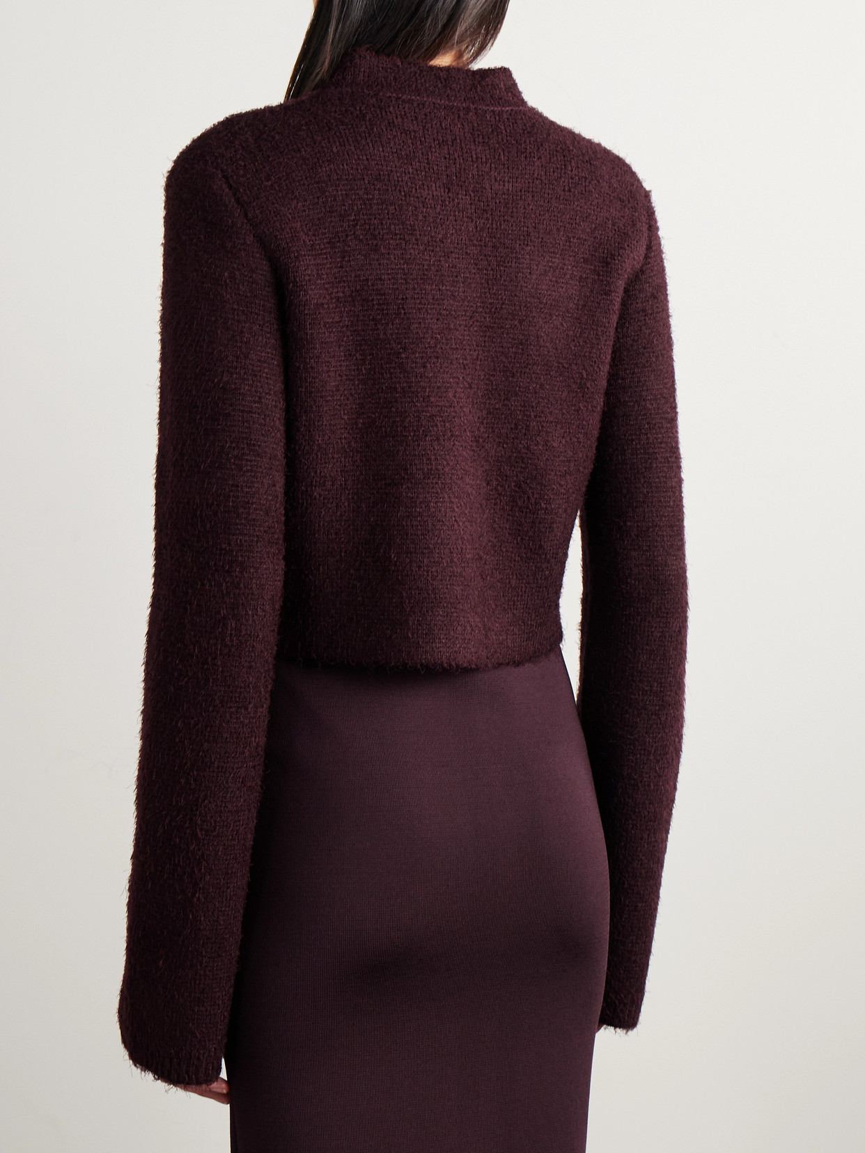 Khaite Ello Brushed Silk And Cashmere-blend Cardigan In Brown