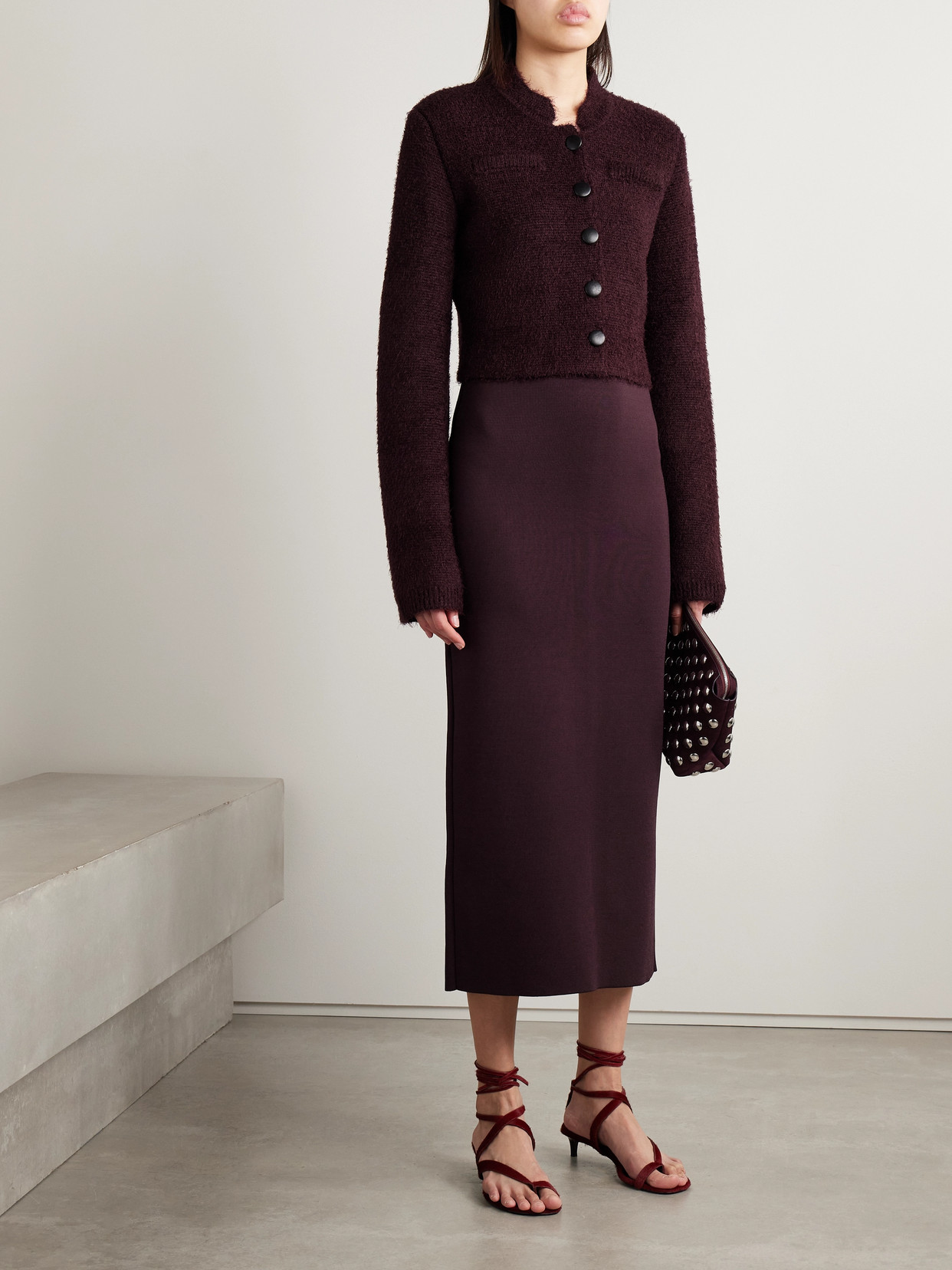 Khaite Ello Brushed Silk And Cashmere-blend Cardigan In Brown