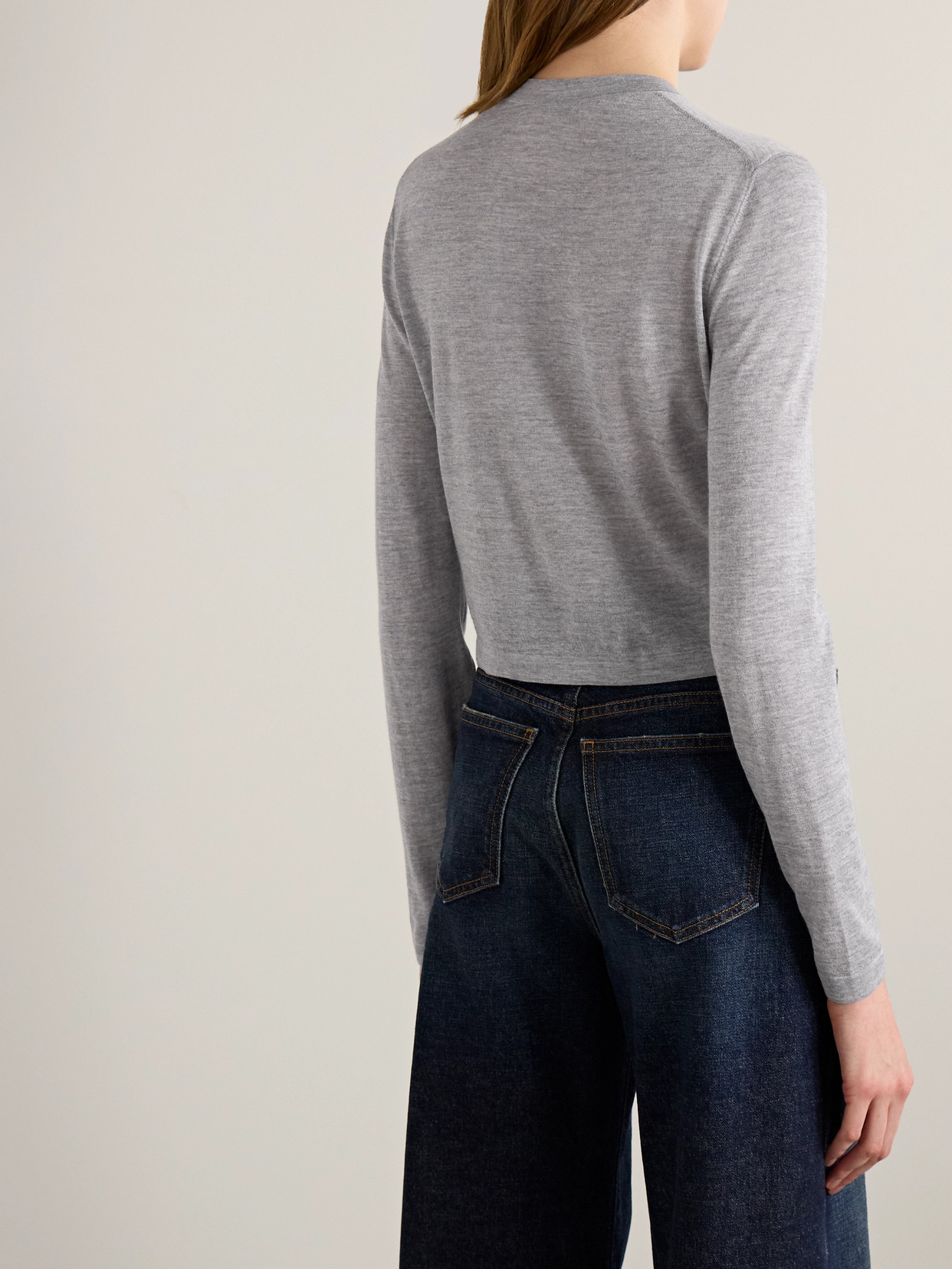 Khaite Button-front Wool-blend Cardigan In Gray