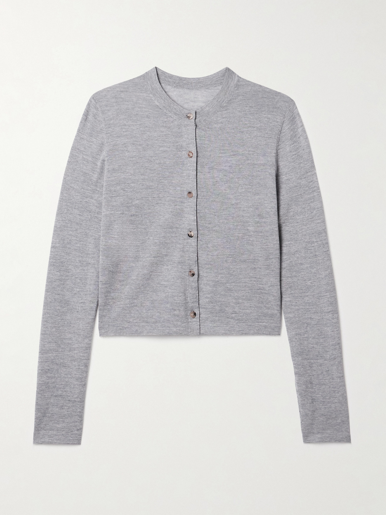 Khaite Brieta Merino Wool Cardigan In Gray