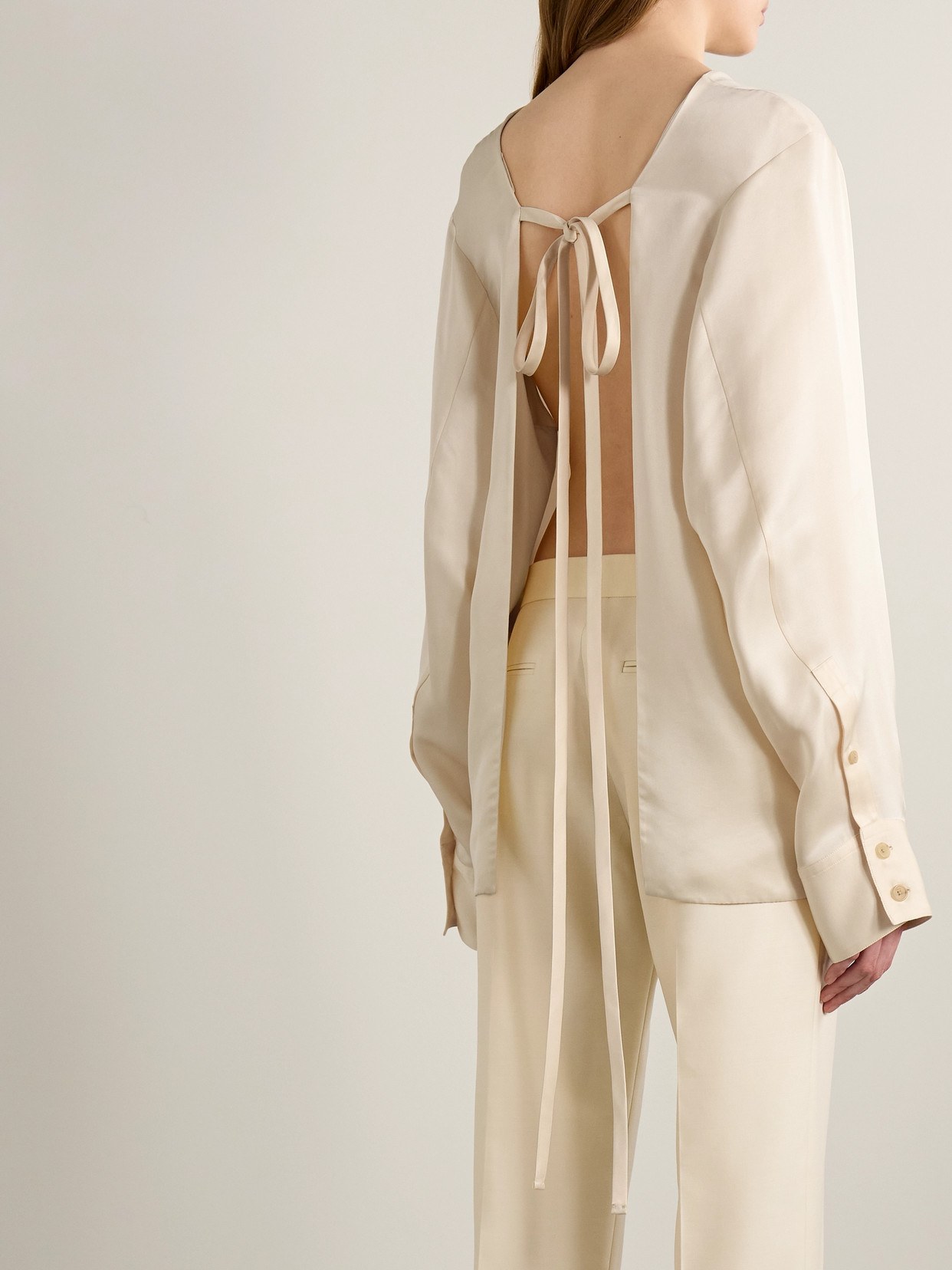 Khaite Durion Open-back Satin Top In White