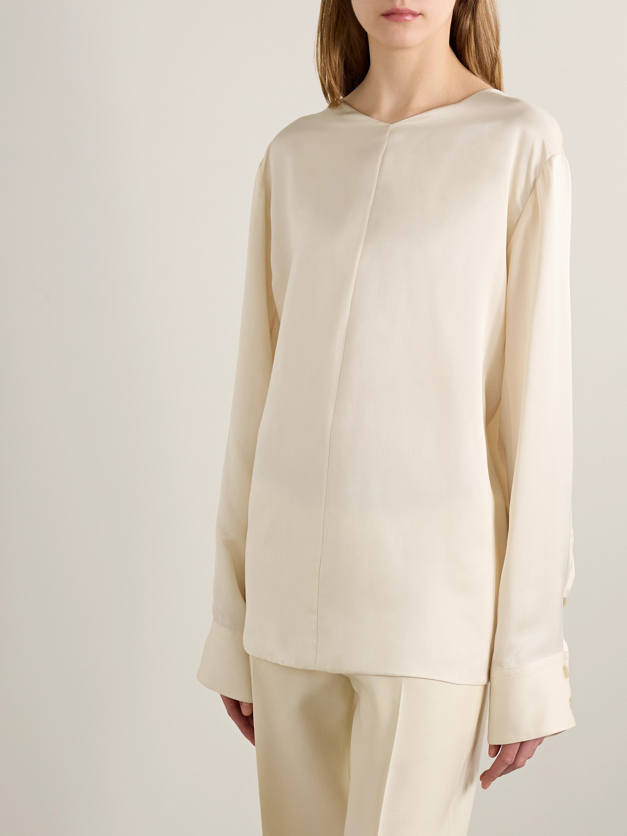 Khaite Durion Open-back Satin Top In White