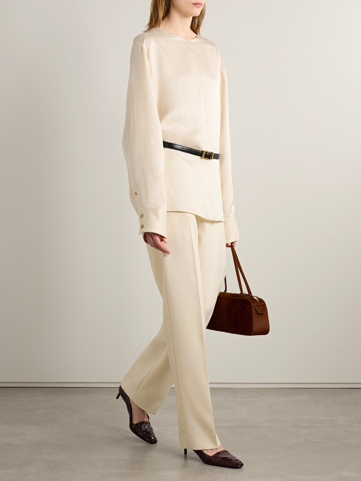 Khaite Durion Open-back Satin Top In White