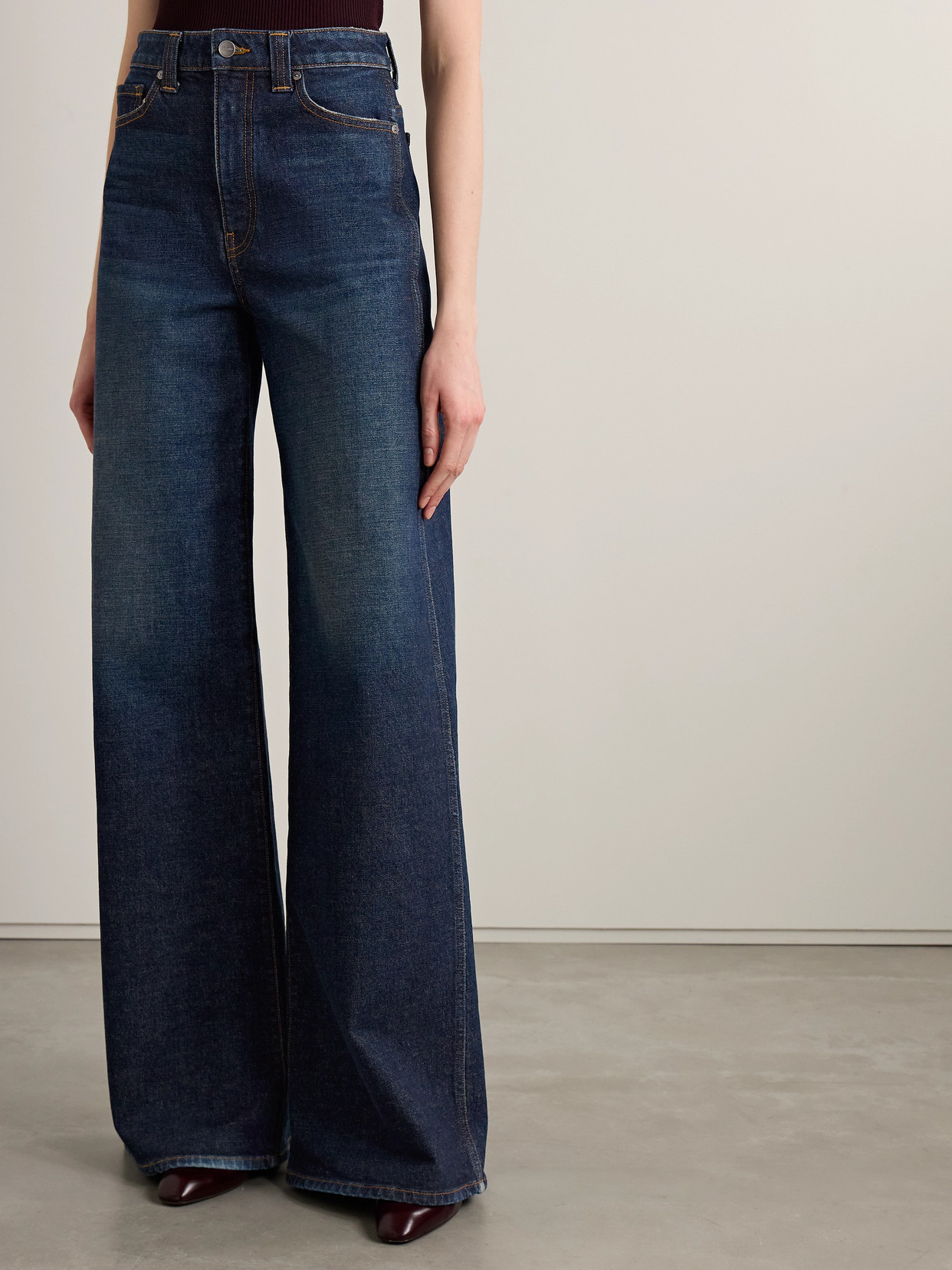 Khaite Dane High-rise Wide-leg Jeans In Blue
