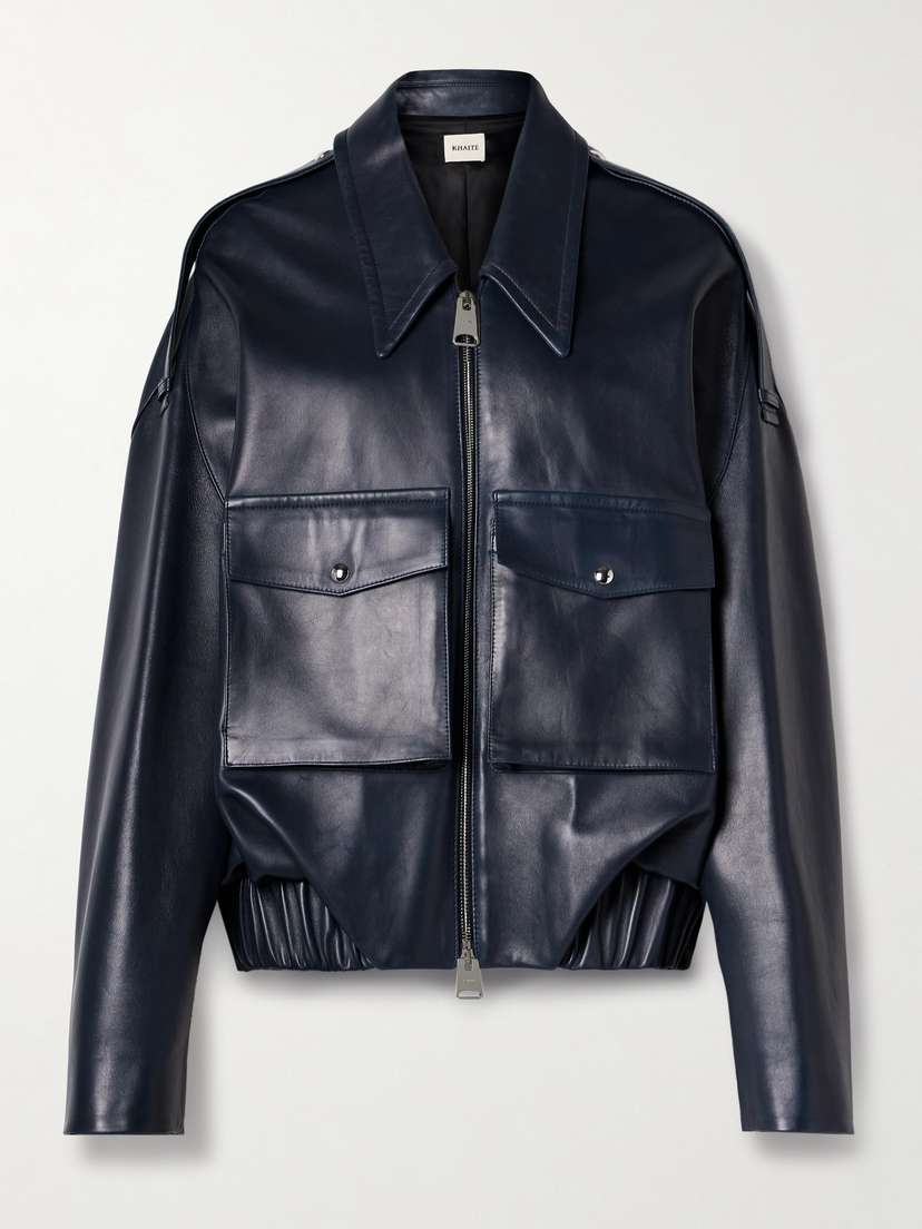 Khaite Owey Oversized Leather Bomber Jacket