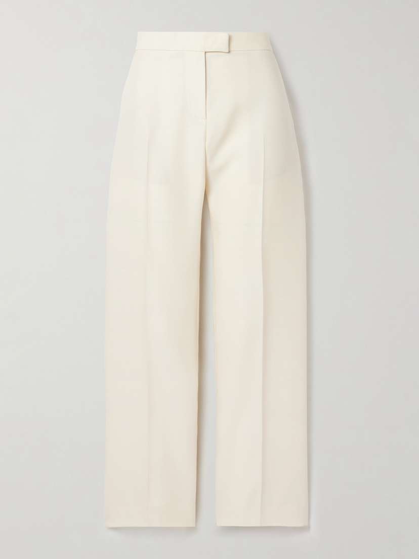 Khaite Callen Wool And Silk-blend Crepe Straight-leg Pants