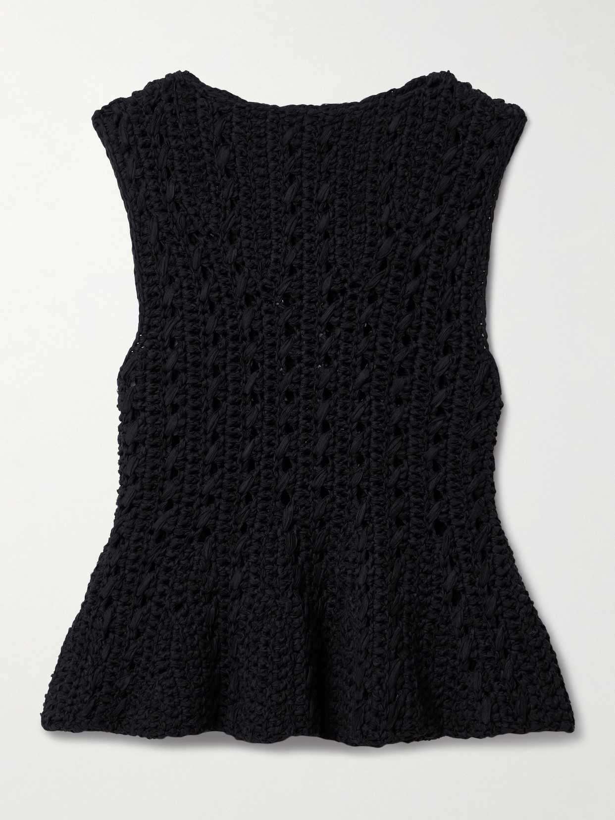 Khaite Yuka Open-knit Cotton-blend Peplum Tank