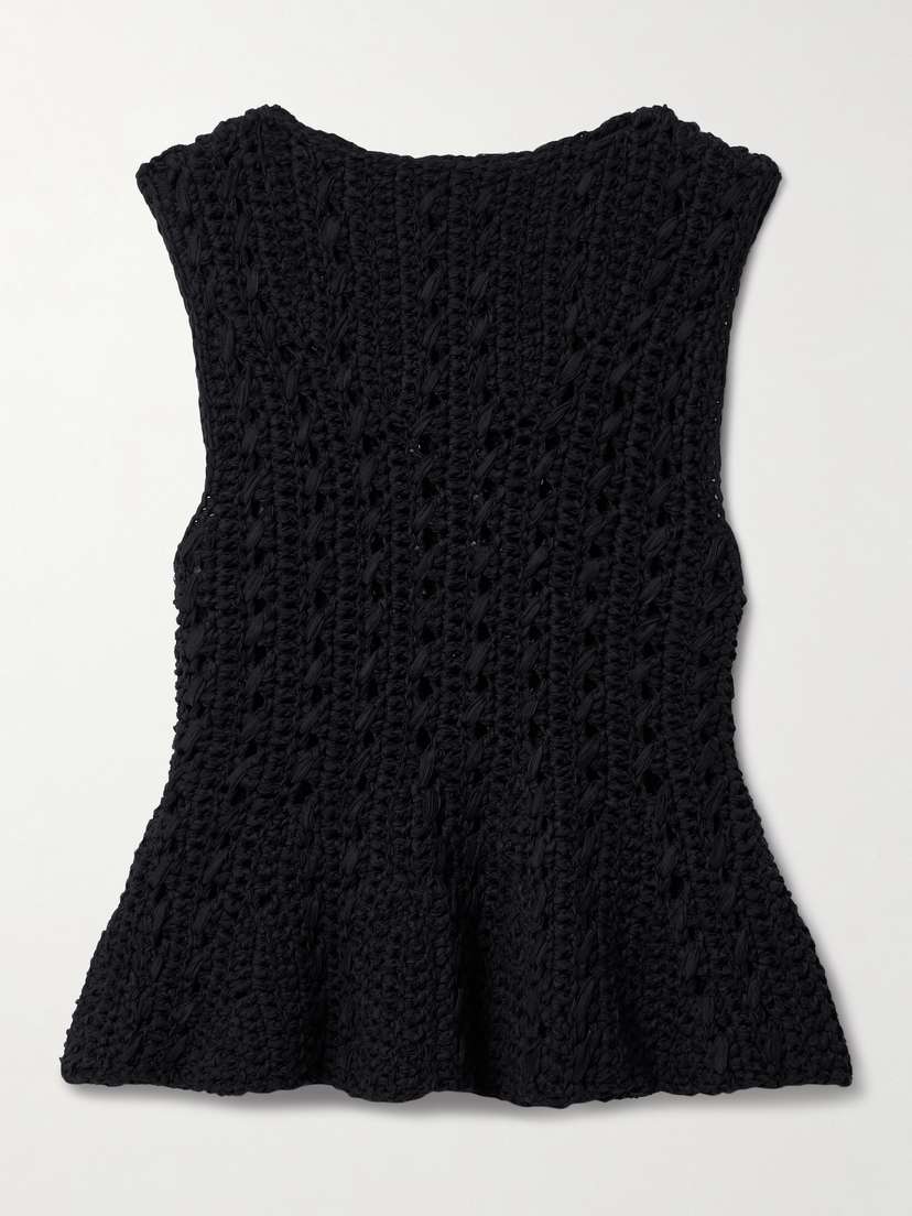 Khaite Yuka Open-knit Cotton-blend Peplum Tank