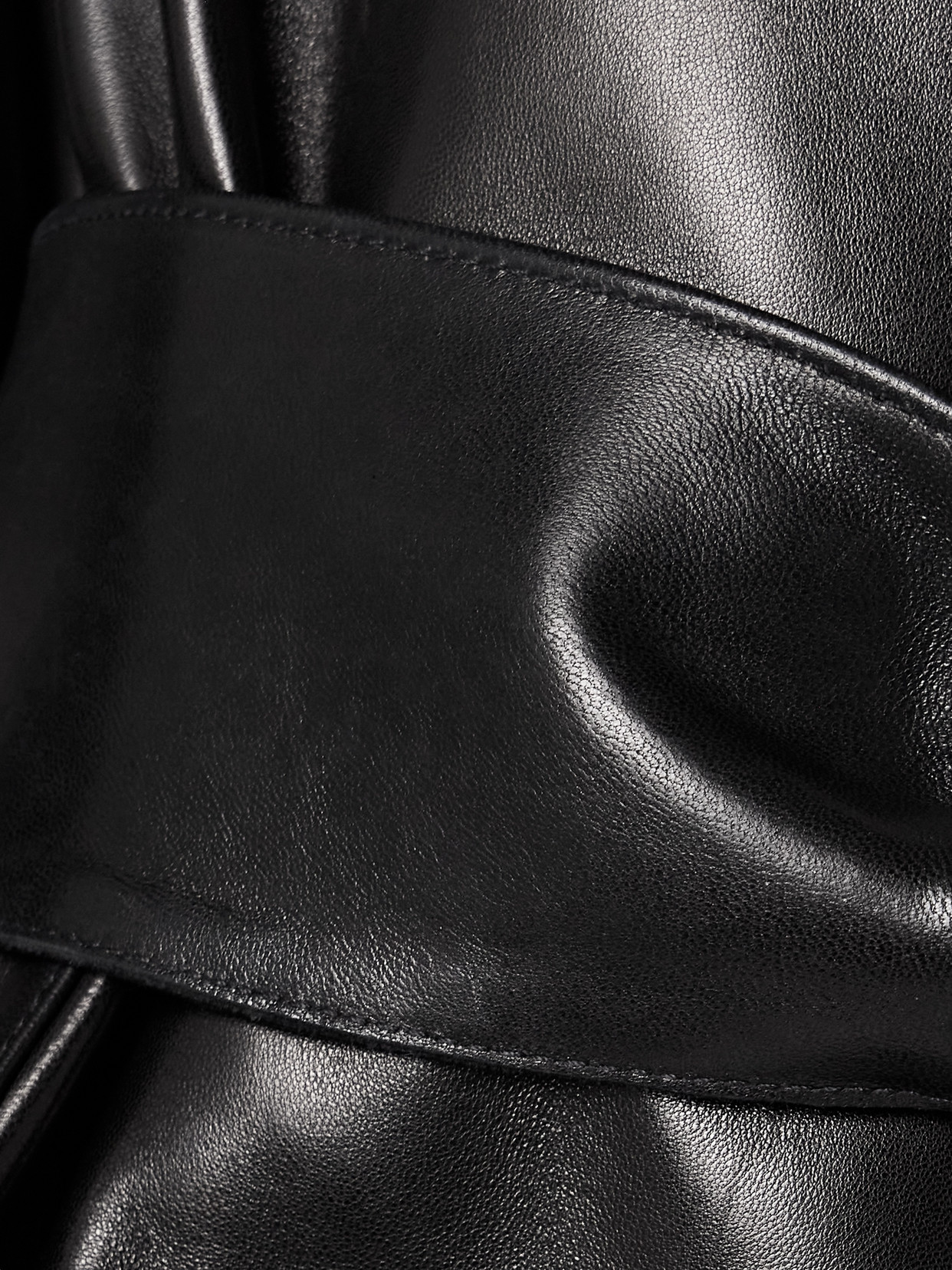 Khaite Edith Asymmetric Belted Leather Jacket In Black