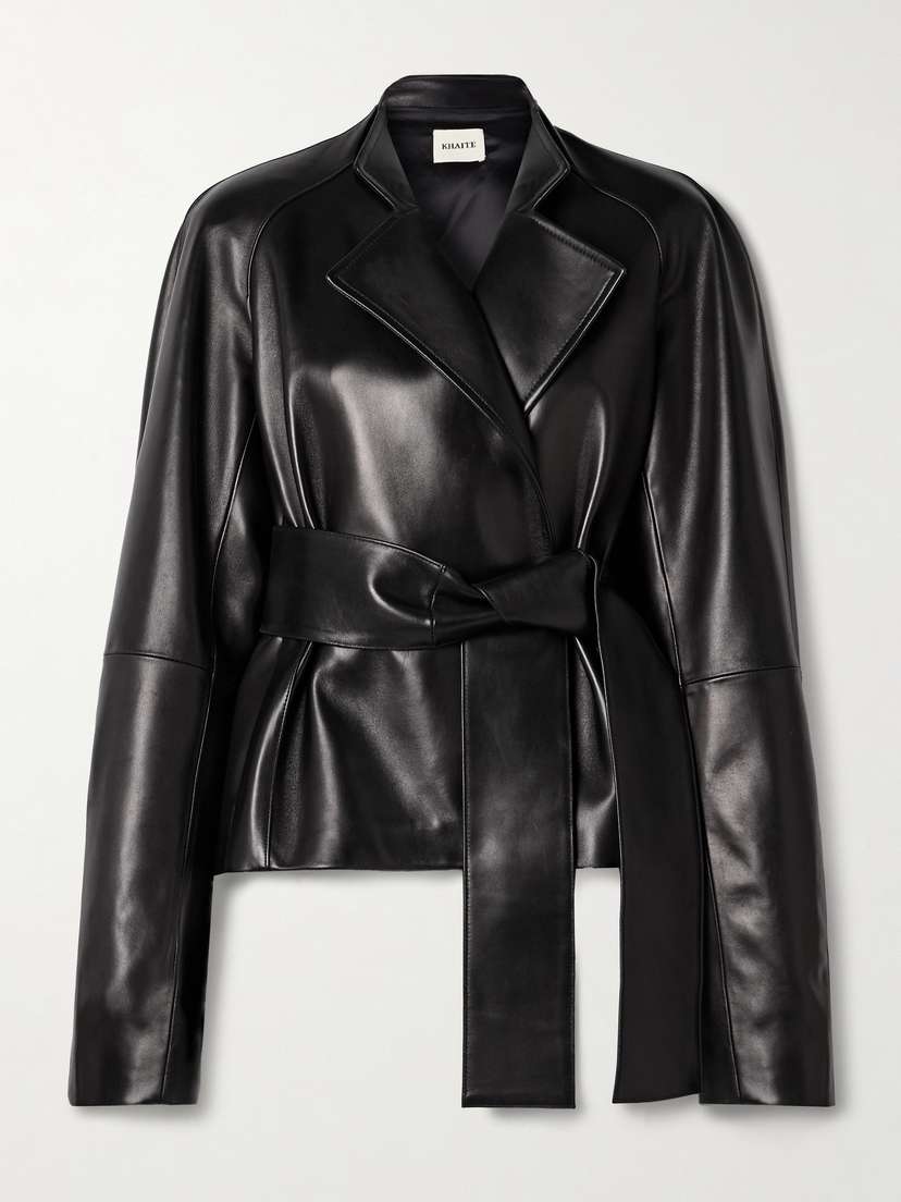 Khaite Edith Asymmetric Belted Leather Jacket