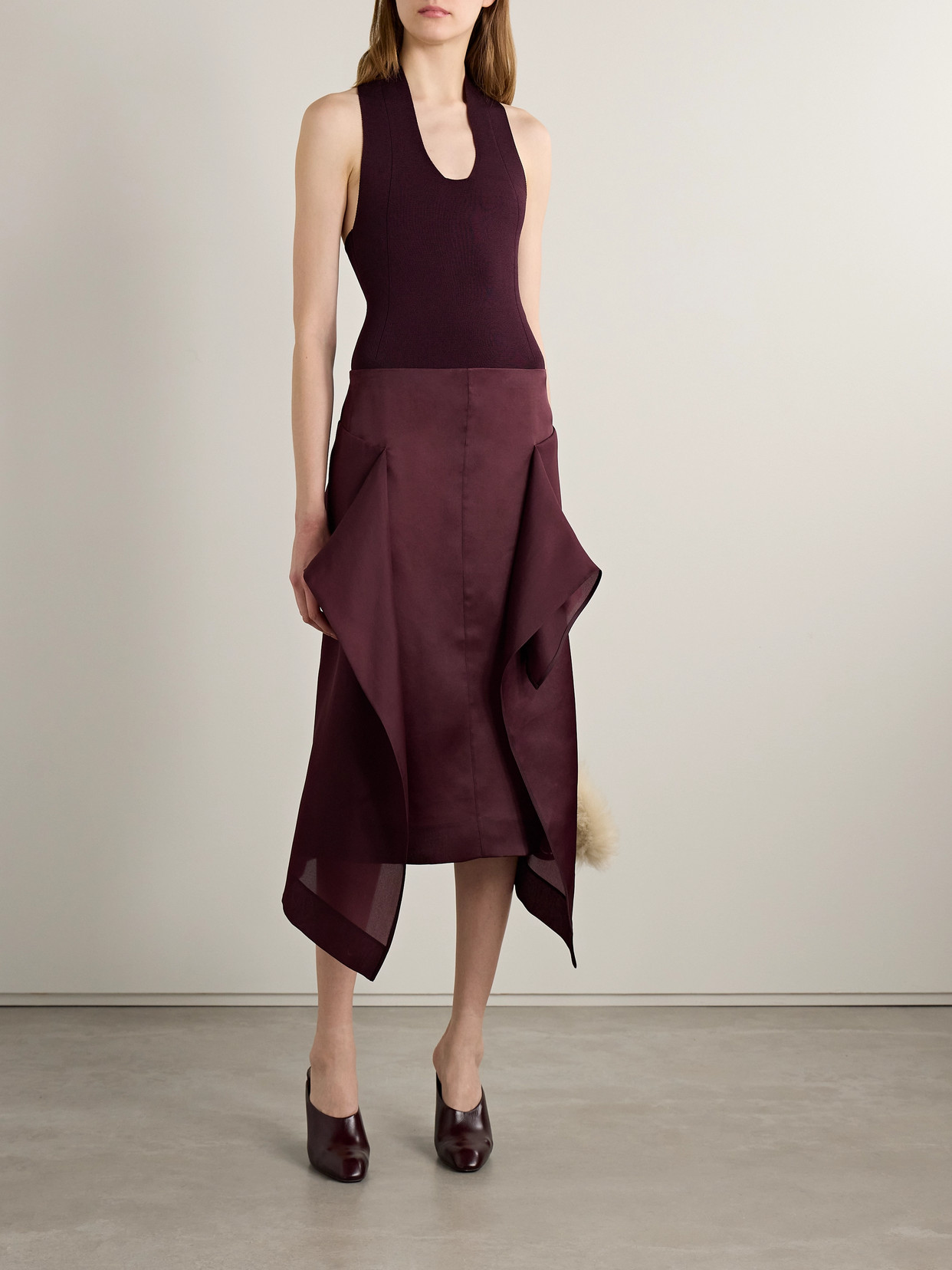 Khaite Nina Layered Panel Midi Skirt In Multi