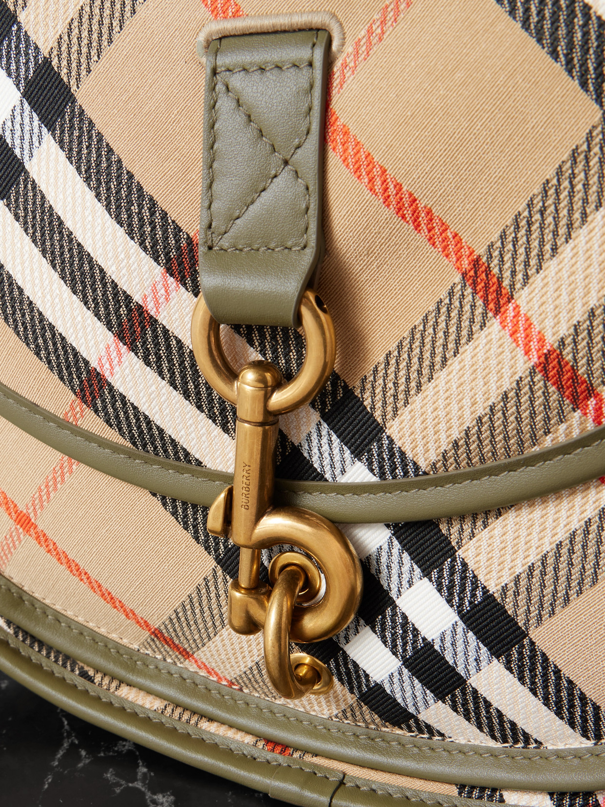 Burberry Small Leather-trimmed Checked Canvas Shoulder Bag In Neutrals