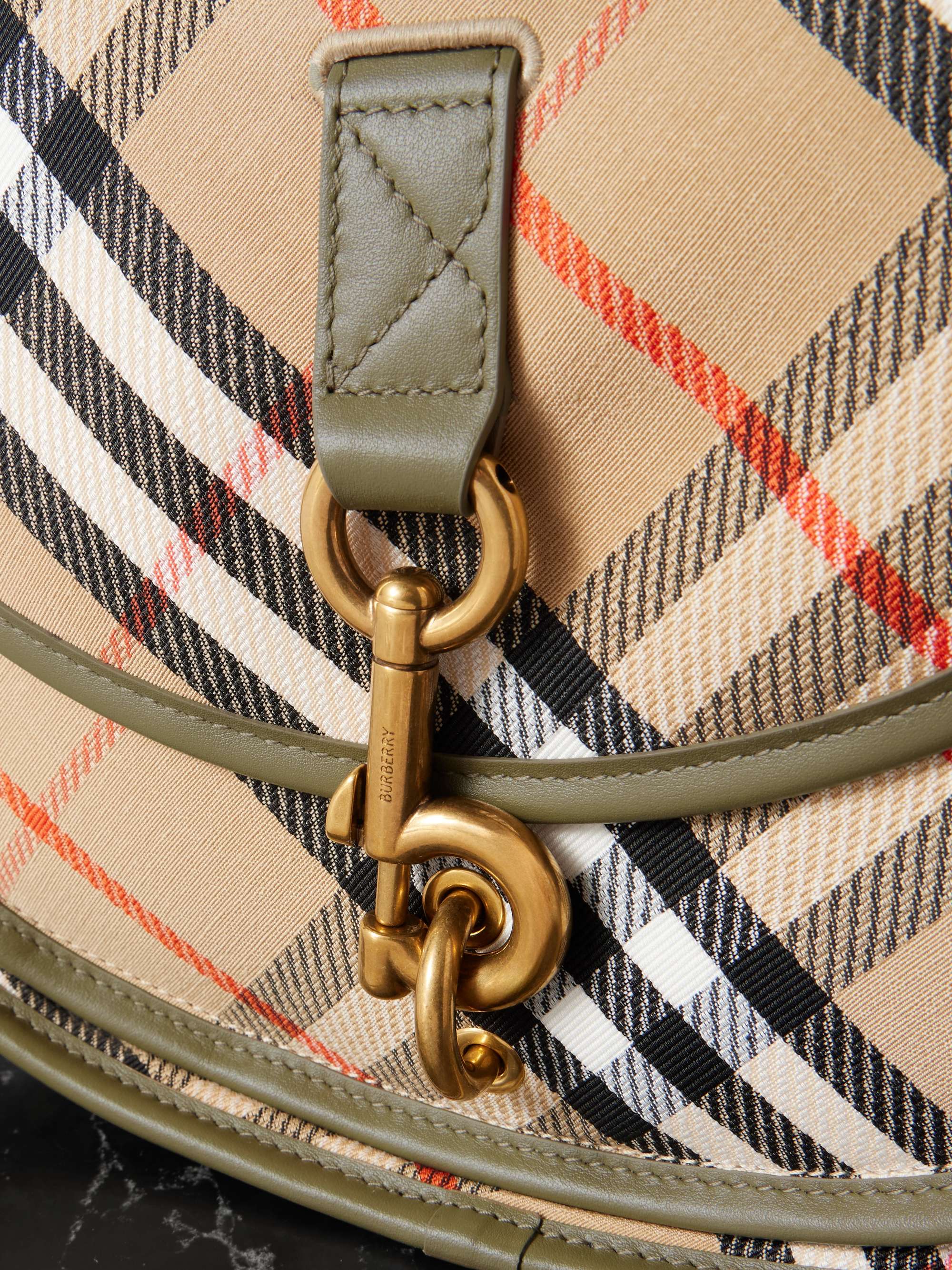 BURBERRY Small leather-trimmed checked canvas shoulder bag