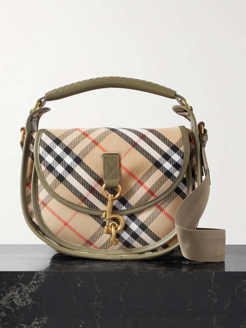 Burberry Small Leather-trimmed Checked Canvas Shoulder Bag