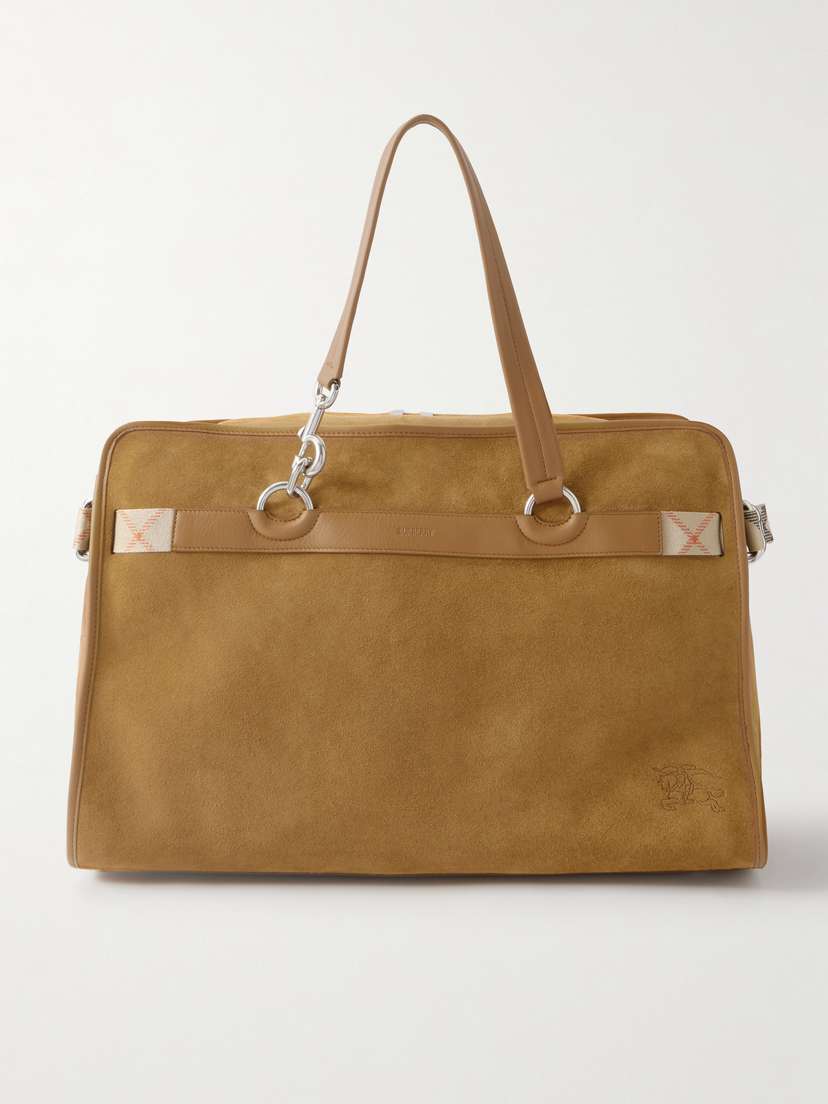 Burberry Leather-trimmed Suede Weekend Bag