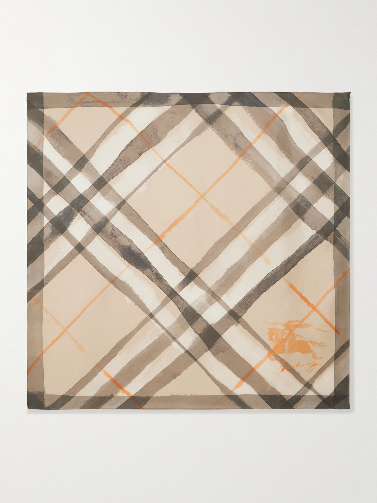 Burberry Printed Silk-twill Scarf In Neutral