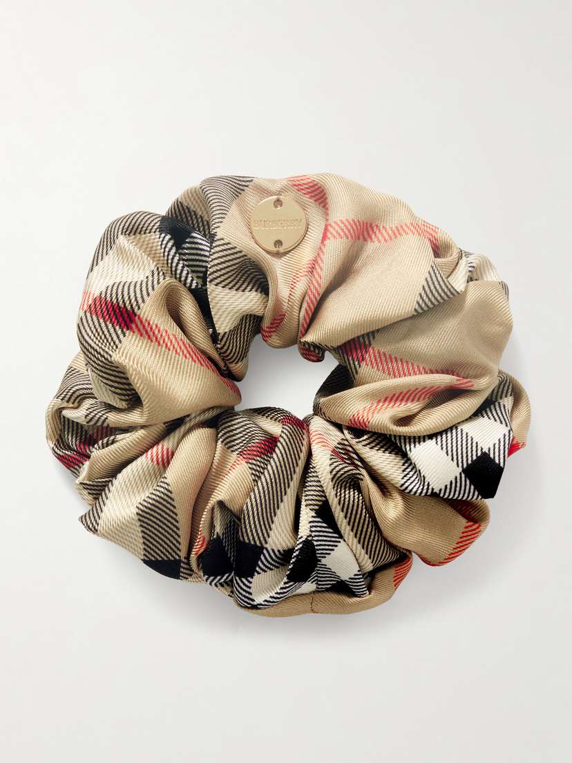 Burberry Embellished Checked Silk Scrunchie