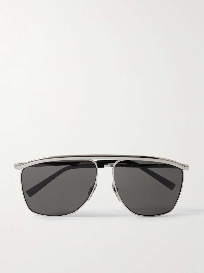 Saint Laurent Eyewear Square-frame Silver-tone Sunglasses