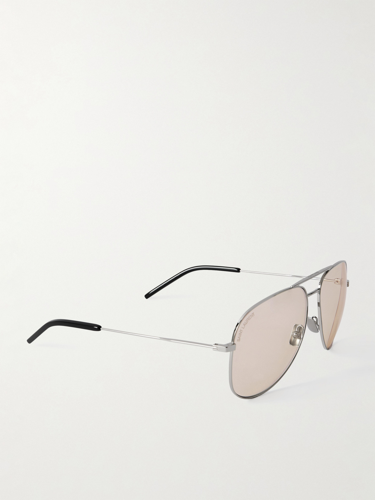Saint Laurent Classic 11 Aviator-style Silver-tone Sunglasses In Silver
