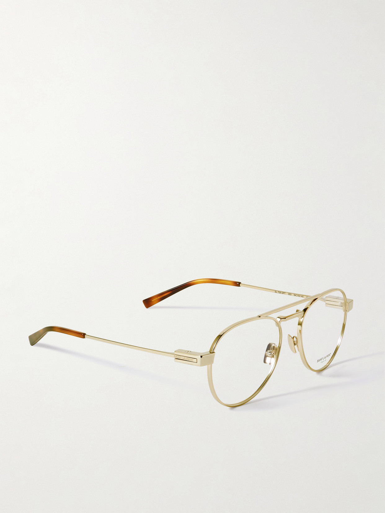 Saint Laurent Aviator-style Gold-tone Optical Glasses In Gold