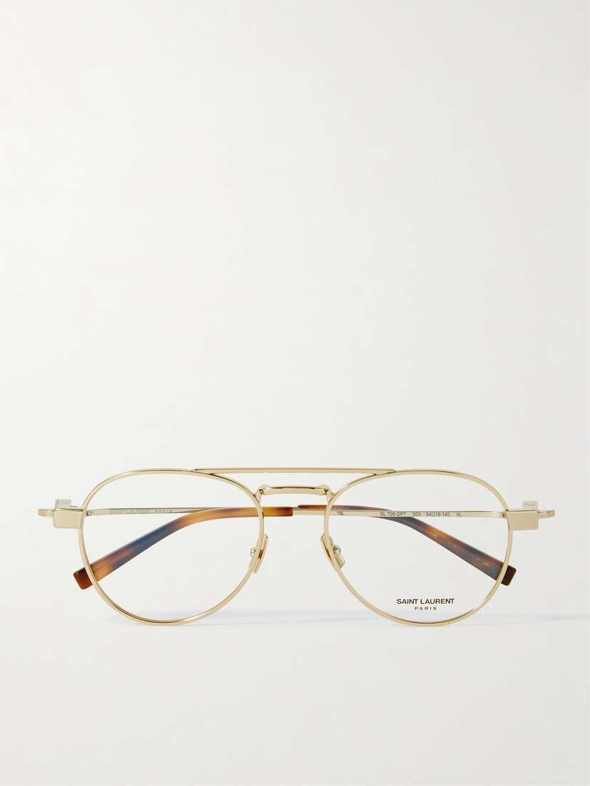 Saint Laurent Eyewear Aviator-style Gold-tone Optical Glasses