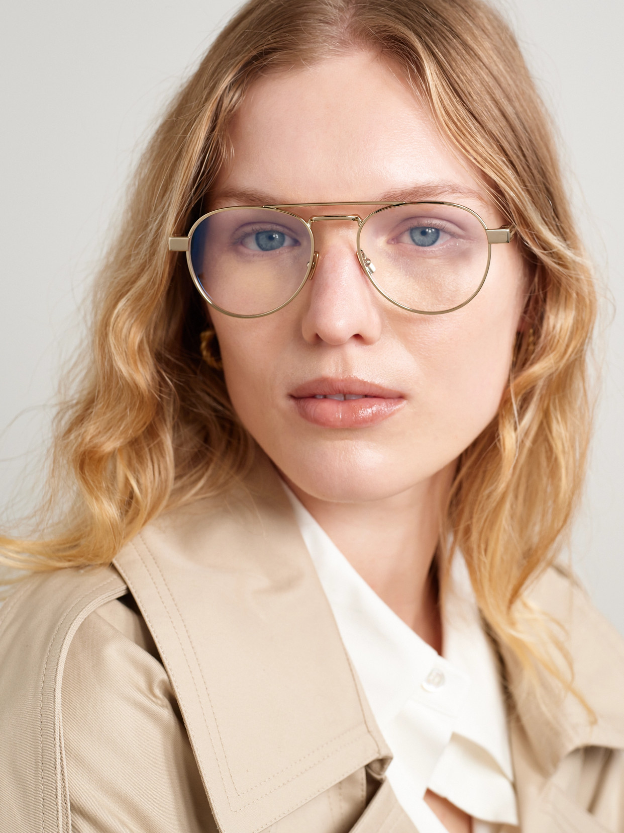 Saint Laurent Aviator-style Gold-tone Optical Glasses In Gold