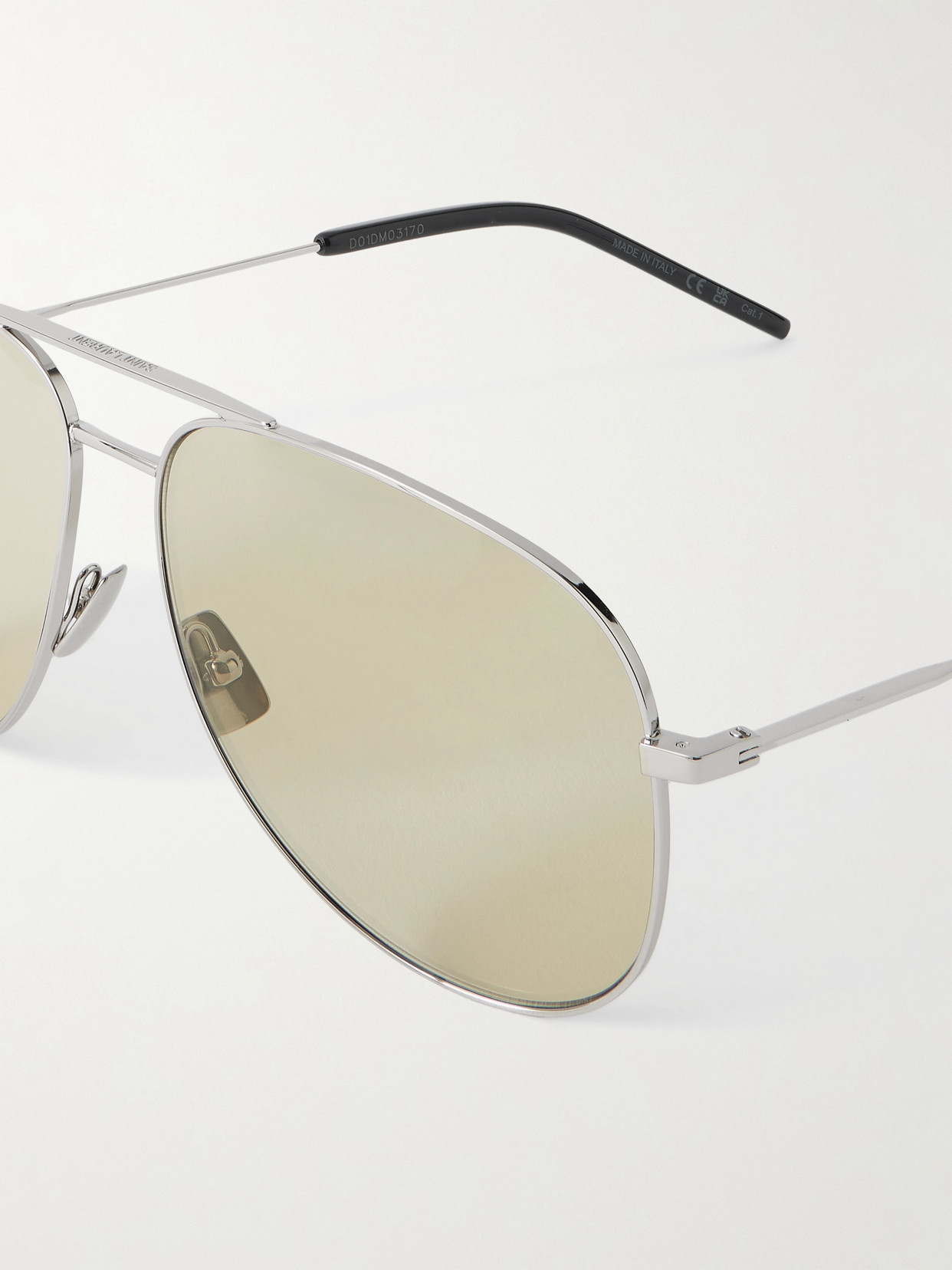 Saint Laurent Classic 11 Aviator-style Silver-tone Sunglasses In Silver