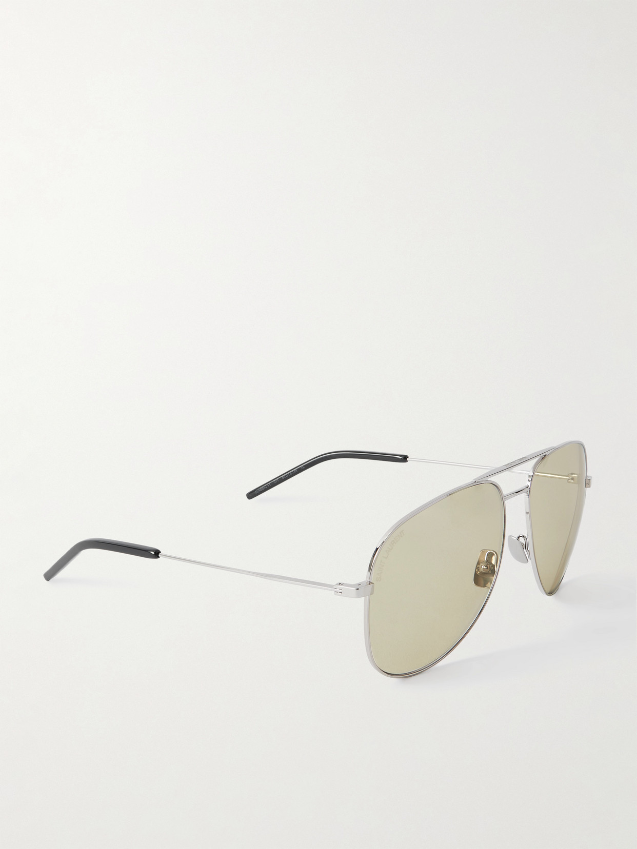 Saint Laurent Classic 11 Aviator-style Silver-tone Sunglasses In Silver
