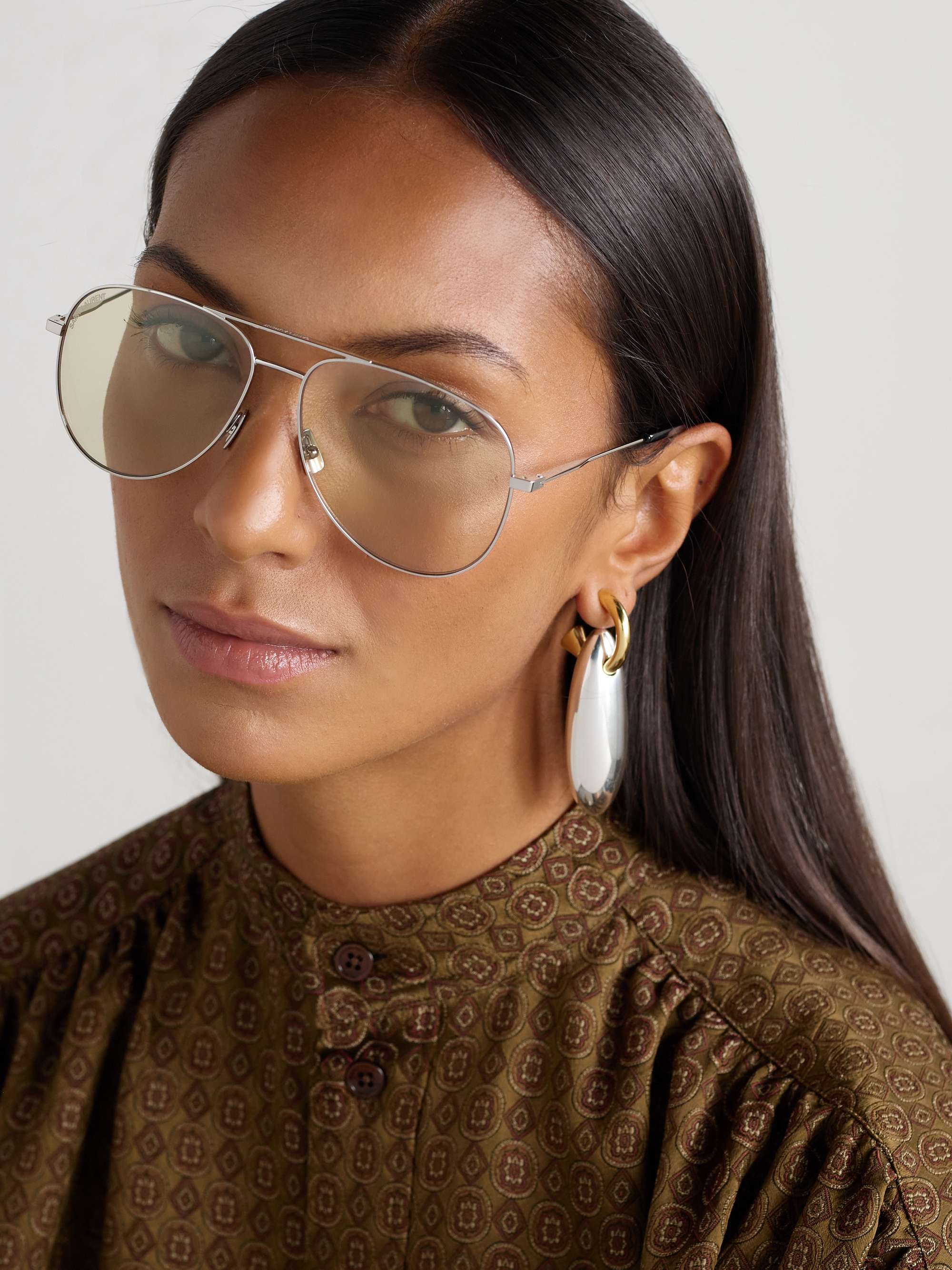 SAINT LAURENT EYEWEAR Classic 11 aviator-style metal sunglasses