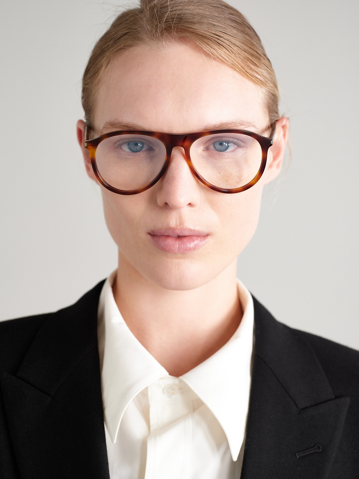 Saint Laurent Aviator-style Tortoiseshell Acetate Optical Glasses In Tortoiseshell