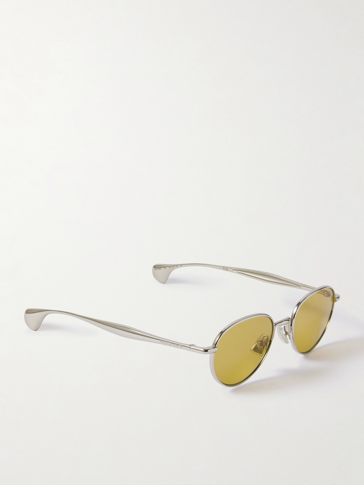 Bottega Veneta Round-frame Silver-tone Sunglasses In Silver