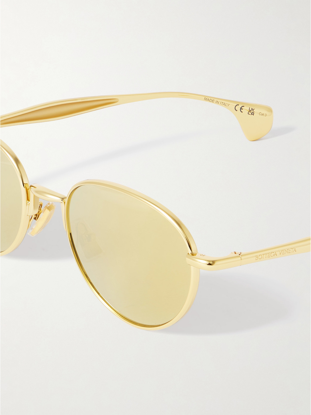Bottega Veneta Round-frame Gold-tone Sunglasses In Gold