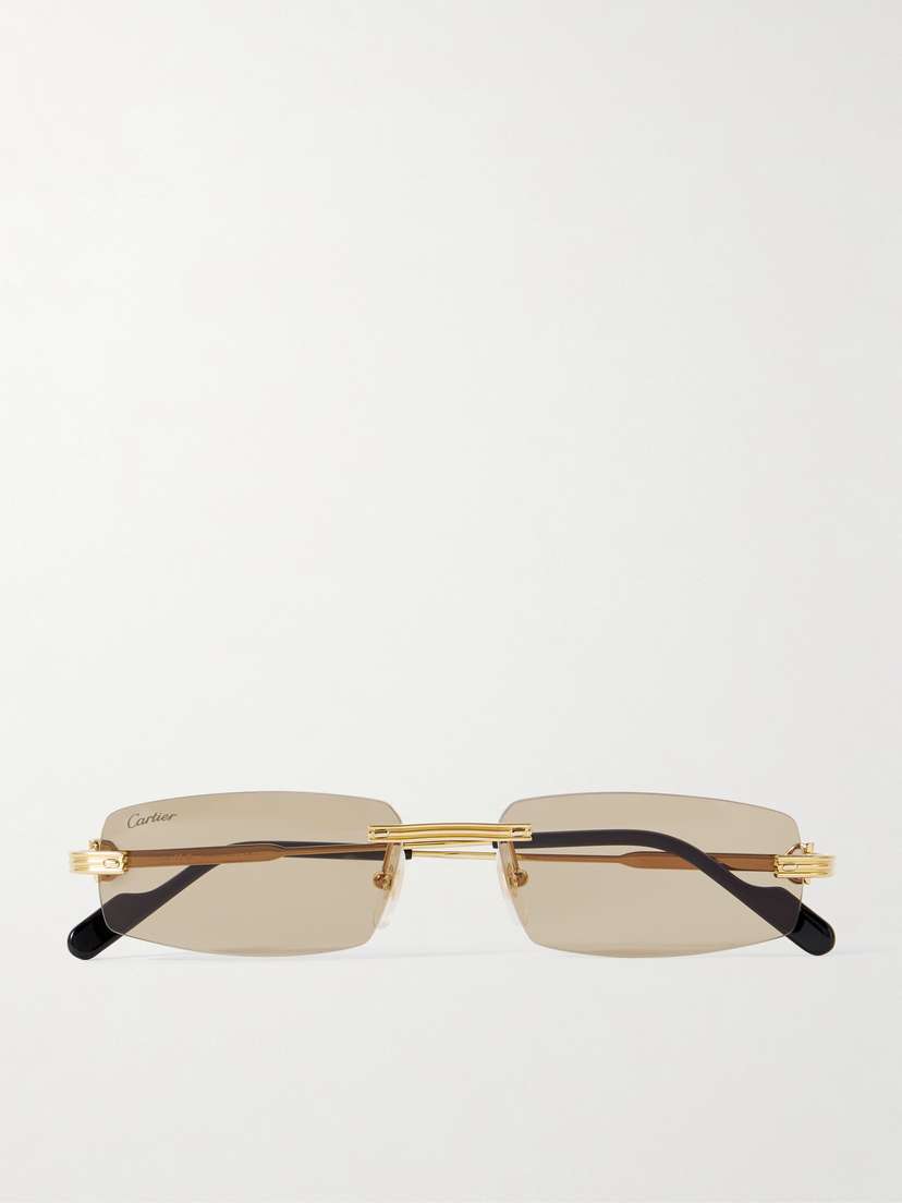 Cartier Eyewear Première De Cartier Rimless Rectangular-frame Gold-tone Sunglasses