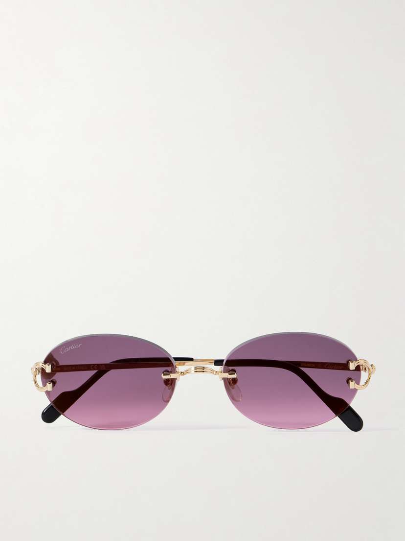 Cartier Eyewear Rimless Round-frame Gold-tone Sunglasses
