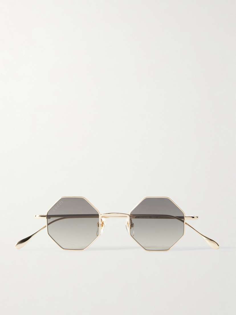 Gucci Eyewear Hexagon-frame Gold-tone Sunglasses