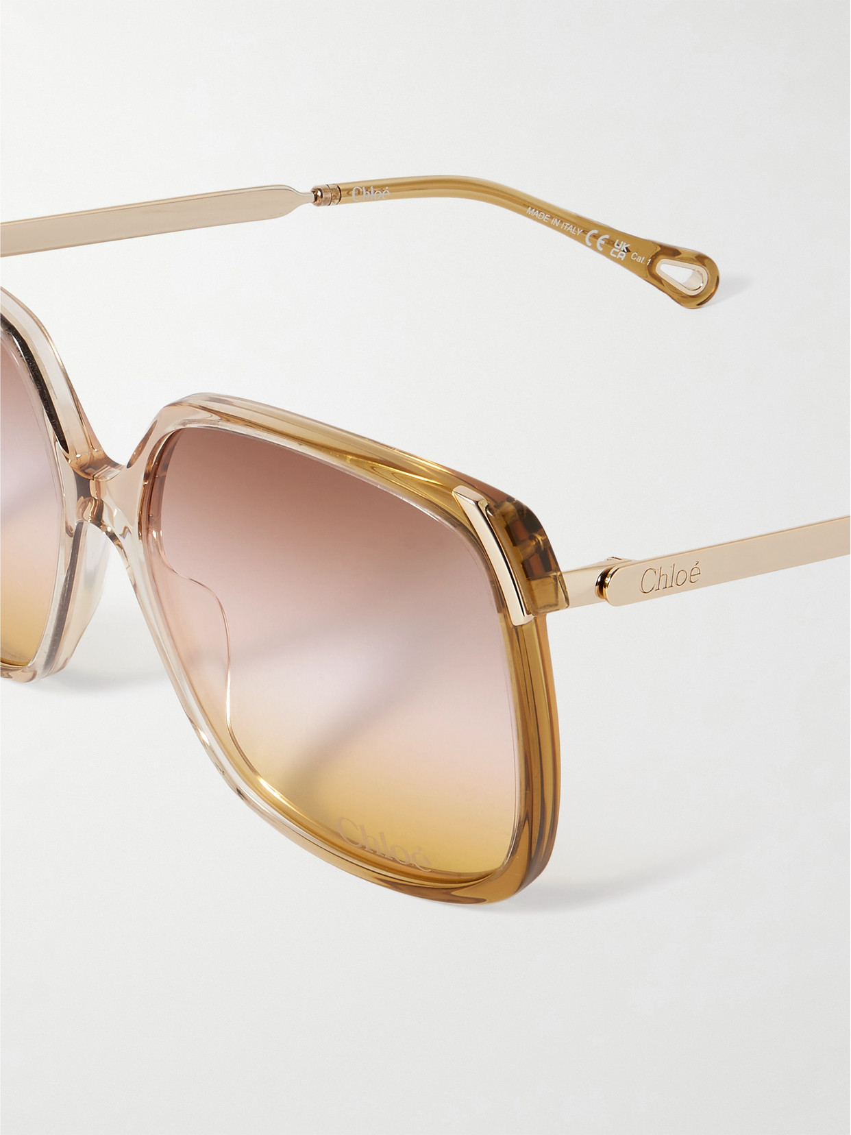 Shop Chloé Aly Square-frame Acetate And Gold-tone Sunglasses